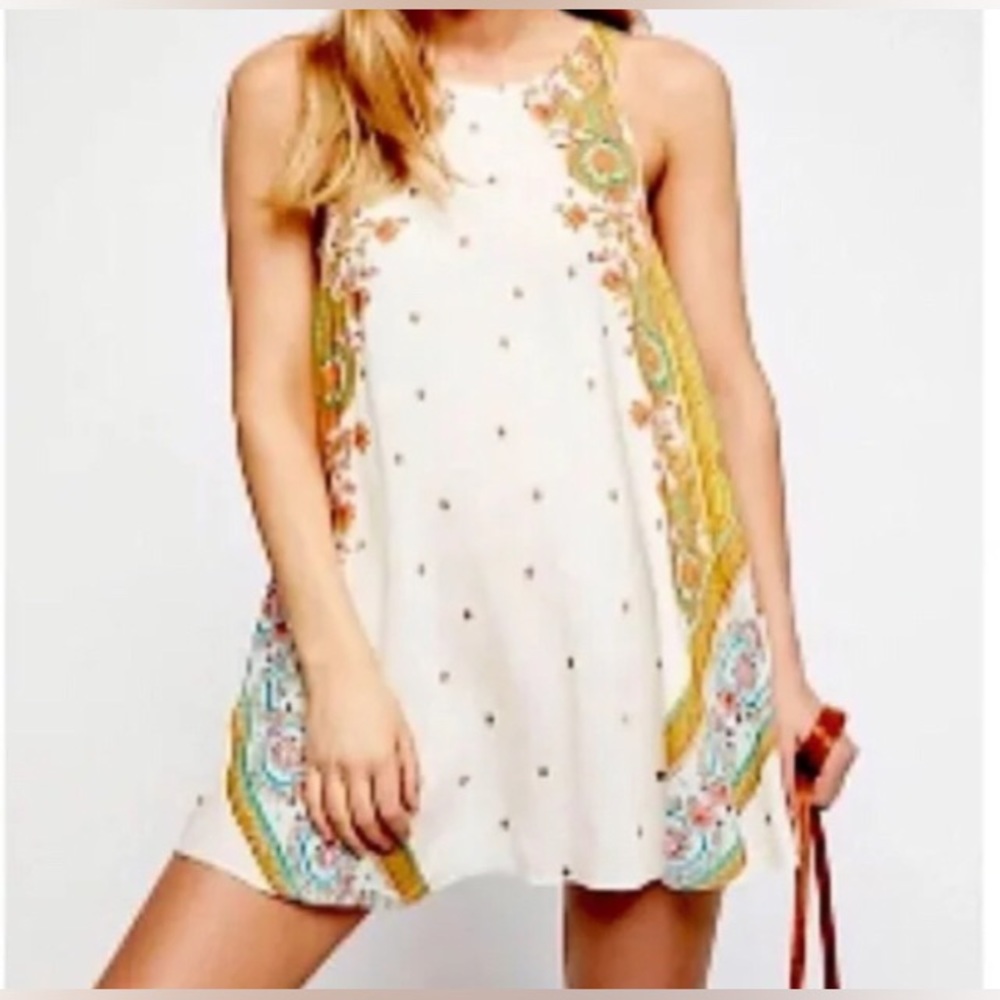 Free People Intimately Darjeeling Paisley Dress Sleeveless Ivory Medium Boho